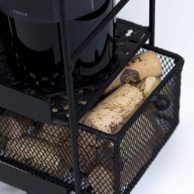 Wijnrek met glazenhouder en kurken opbergbak